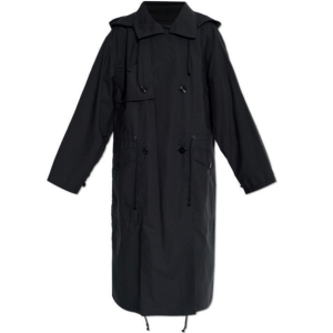 Lemaire Black Trench coat with detachable hood