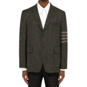 Thom Browne Donegal Tweed 4-Bar Straight Fit Sport Coat Dark Grey