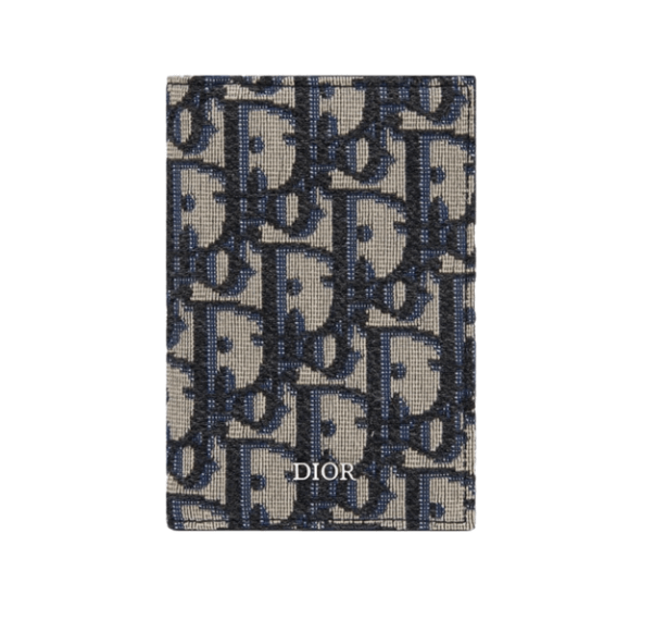 Dior Bi-Fold Card Holder Beige & Black Dior Oblique Jacquard