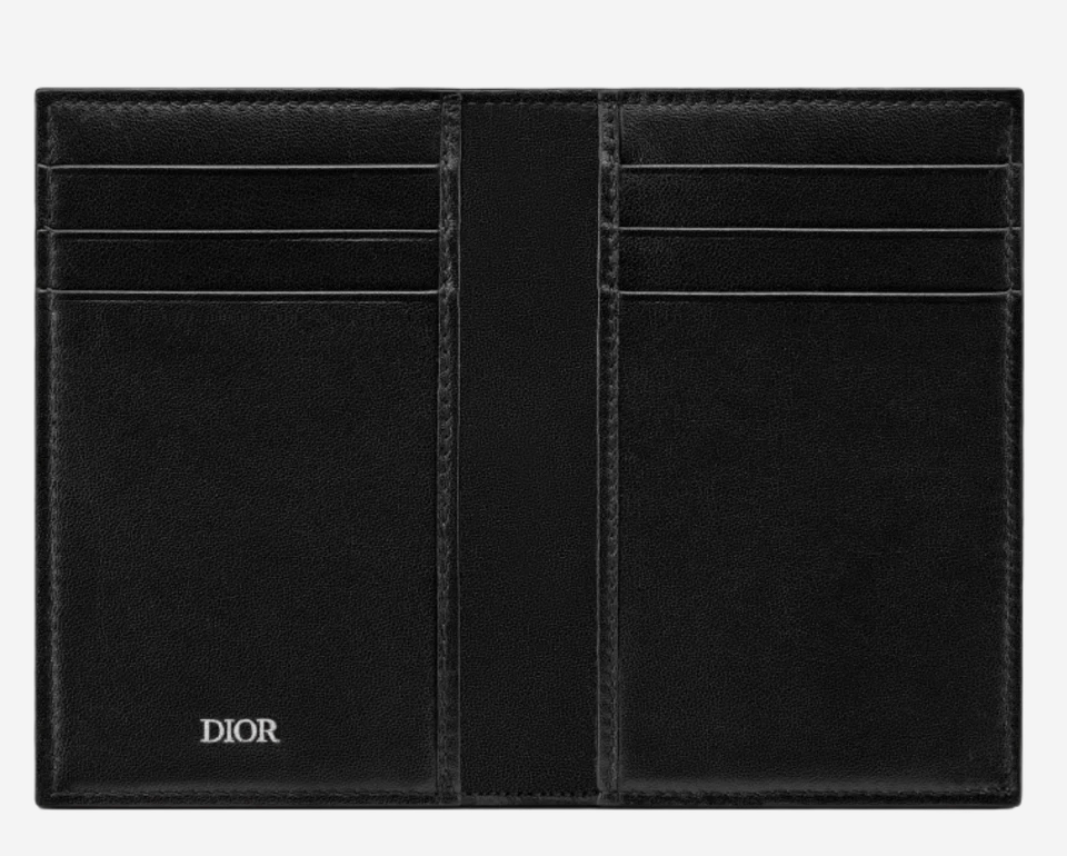 Dior Bi-Fold Card Holder Beige & Black Dior Oblique Jacquard