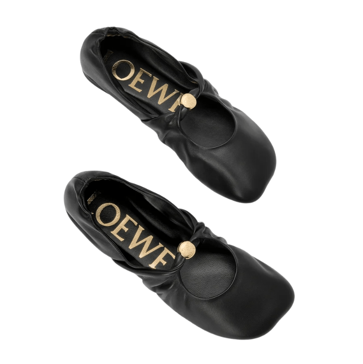 Pebble Soft ballerina in nappa lambskin BLACK