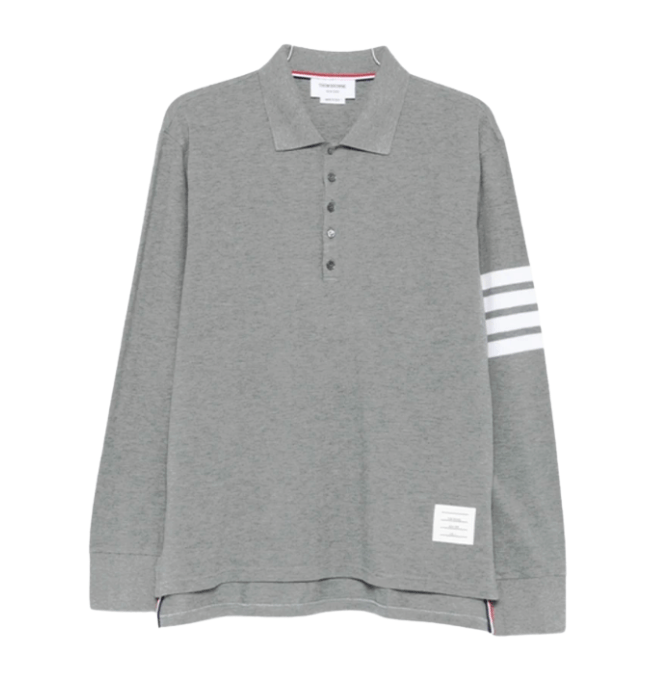 Thom Browne Classic Pique 4-Bar Polo Medium Grey