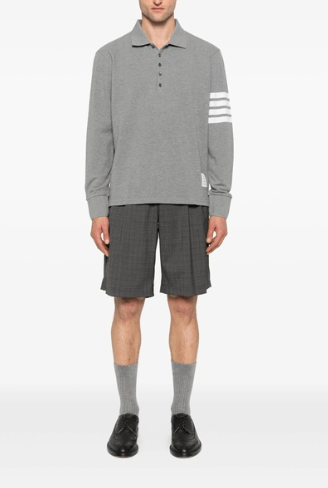 Thom Browne Classic Pique 4-Bar Polo Medium Grey