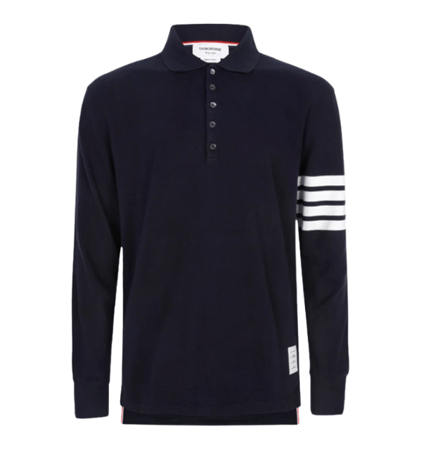 Thom Browne Classic Pique 4-Bar Polo Navy