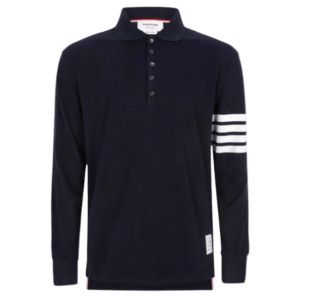 Thom Browne Classic Pique 4-Bar Polo Navy