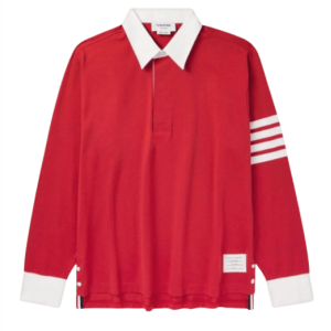 Thom Browne Stripe Polo Long Sleeve T-Shirt Red