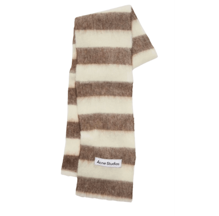 Acne Studios Wool-Blend Stripe Scarf Brown White