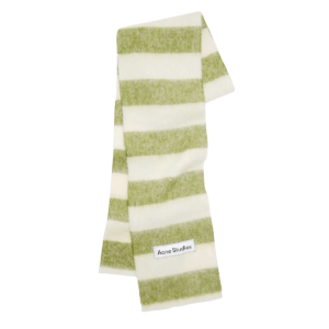 Acne Studios Wool-Blend Stripe Scarf Olive Green White