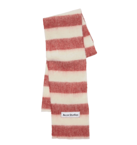 Acne Studios Wool-Blend Stripe Scarf Red White