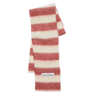 Acne Studios Wool-Blend Stripe Scarf Red White