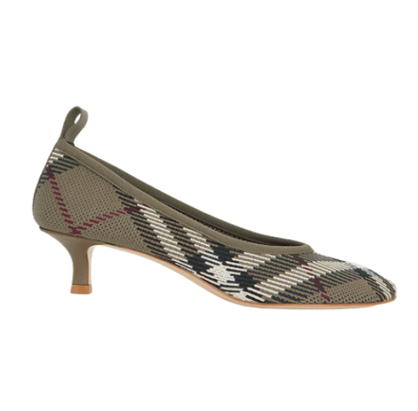 (W) Burberry Check Pumps Beige Khaki