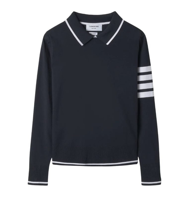THOM BROWNE 4 Bar collar knitwear - Navy