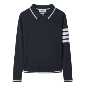 THOM BROWNE 4 Bar collar knitwear - Navy