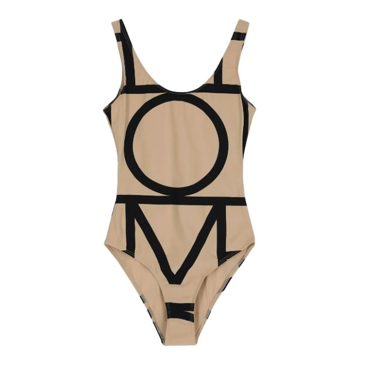 Monogram One-Piece Swimsuit – Beige