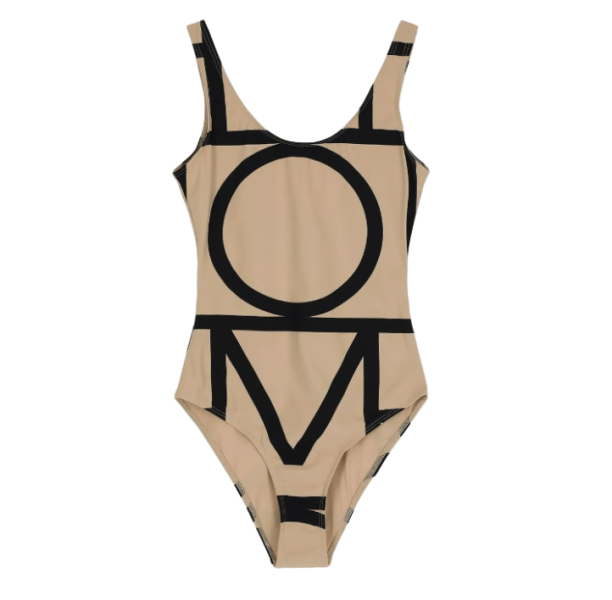 Monogram One-Piece Swimsuit – Beige