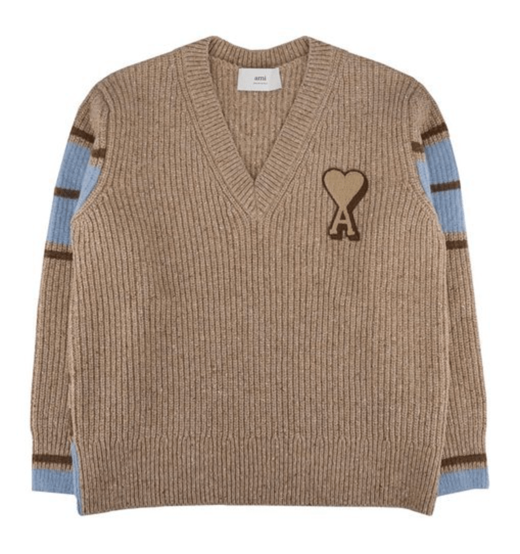 CAMEL Brown Wool College Sweater