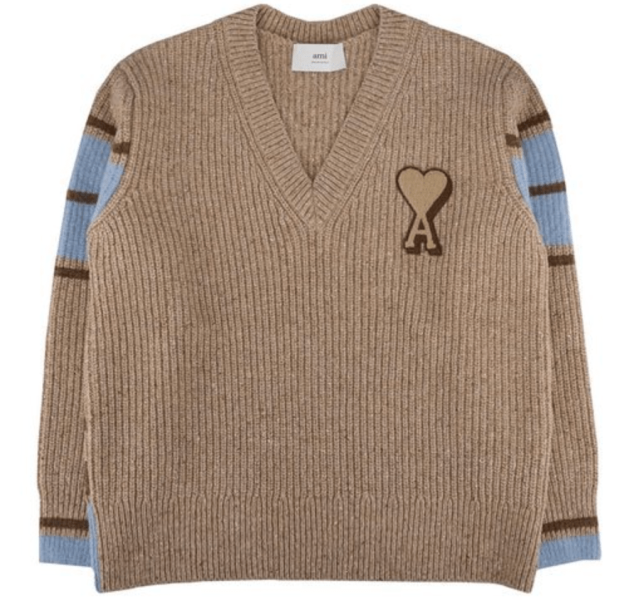 CAMEL Brown Wool College Sweater