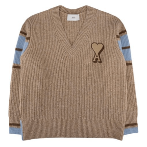 CAMEL Brown Wool College Sweater