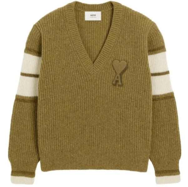 LICHEN Green Wool College Sweater