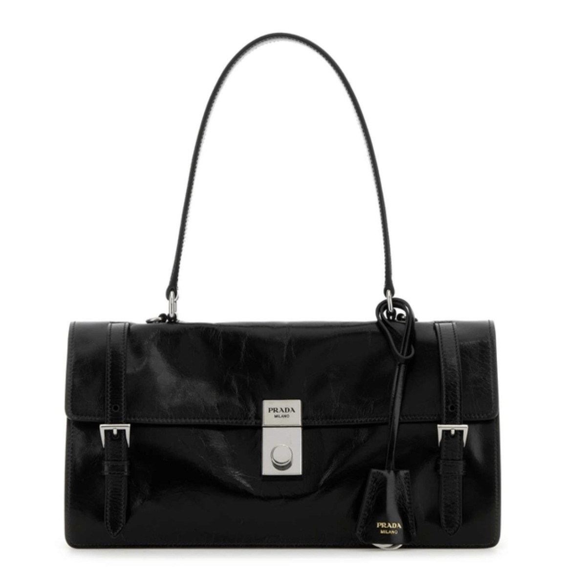Prada Medium Leather Handbag Black