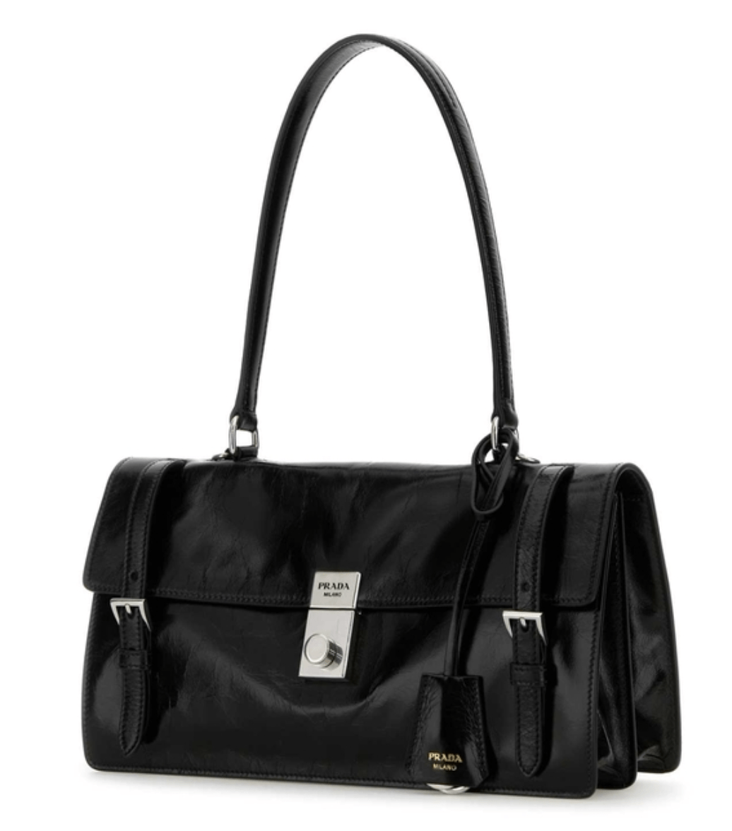 Prada Medium Leather Handbag Black