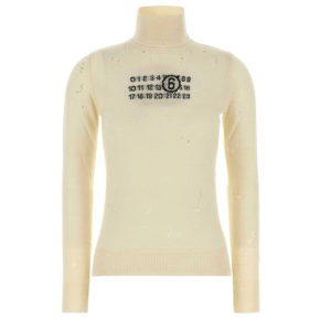 MM6 Maison Margiela Distressed turtleneck sweater with Numeric Signature 