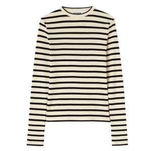 (W) Jil Sander Cotton Two-Toned Stripe Top Grey