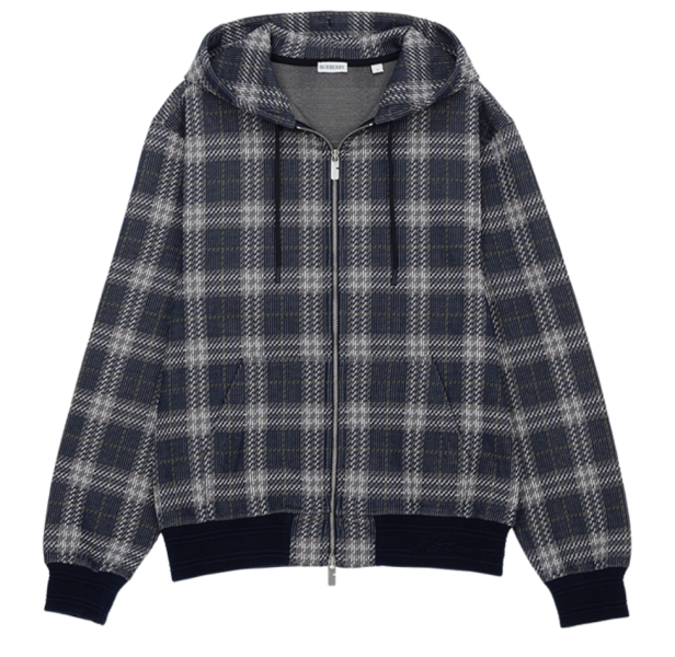 Burberry Check Hood Zip Up Navy