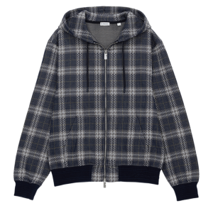 Burberry Check Hood Zip Up Navy