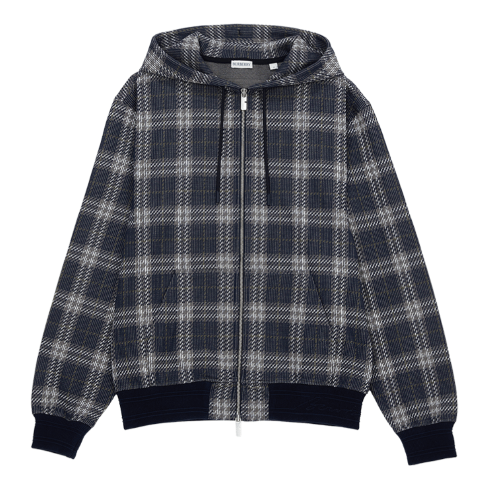 Burberry Check Hood Zip Up Navy