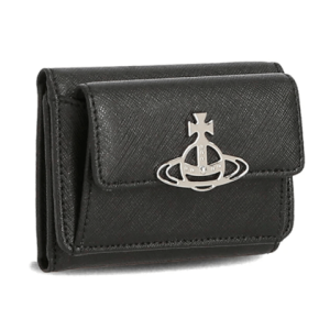 Vivienne Westwood Saffiano Biogreen Orb Flap Wallet Black