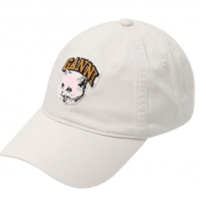 GANNI WASHED COTTON CANVAS CAT CAP