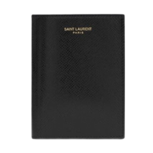 Saint Laurent Paris Credit Card Wallet In Coated Bark Leather Black