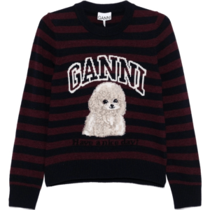 Burgundy Striped Poodle Sweater
