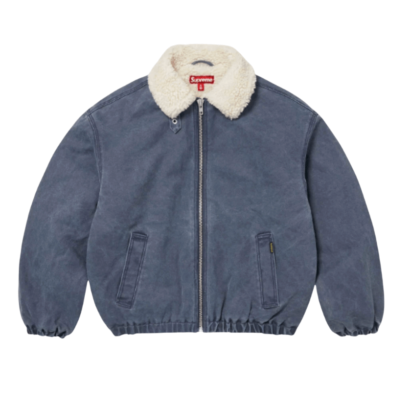 Supreme Faux Shearling Lined Bomber Jacket Navy - 25FW