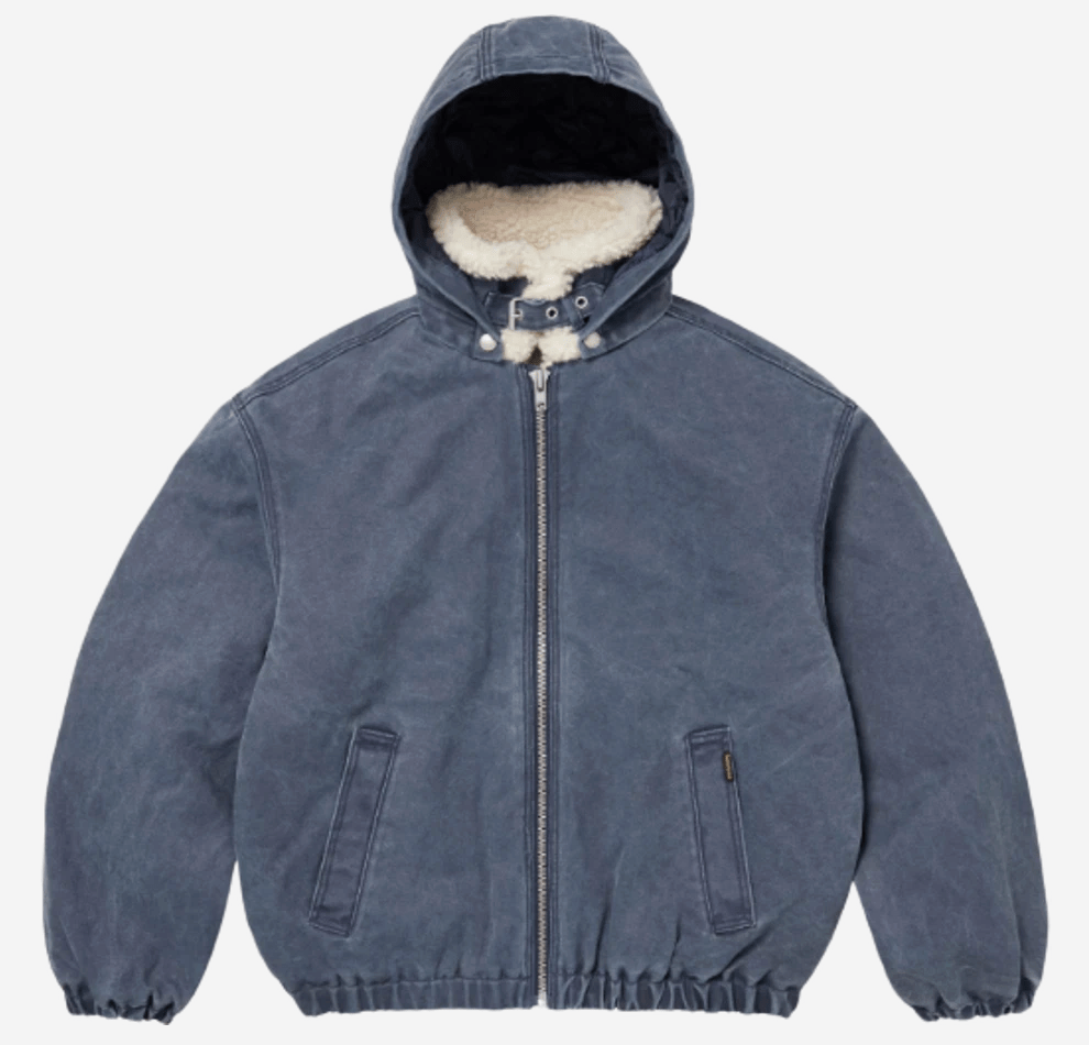 Supreme Faux Shearling Lined Bomber Jacket Navy - 25FW