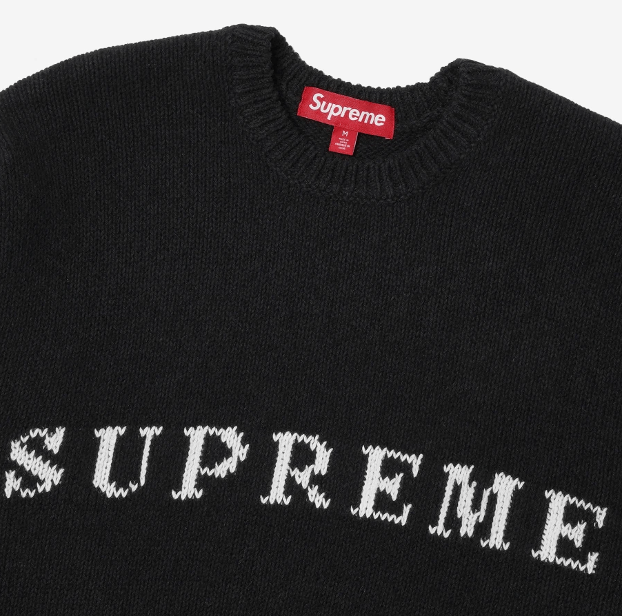 Supreme Contrast Logo Sweater Black - 25SS