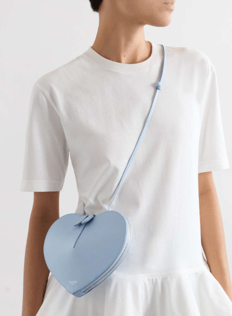 Coeur Heart Calfskin Shoulder Bag - blue