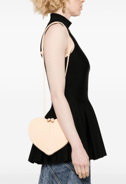 Coeur Heart Calfskin Shoulder Bag - yellow