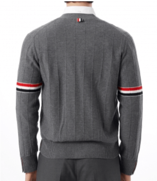 Thom Browne Wool Relaxed V-Neck Armband Cardigan Medium Grey