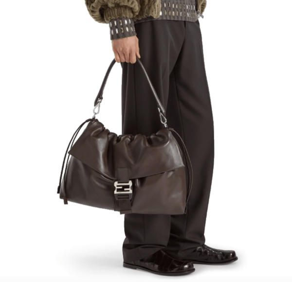 Fendi Flux Maxi Messenger Leather Brown