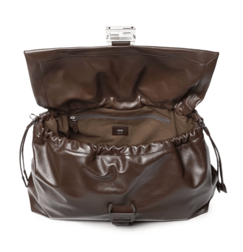 Fendi Flux Maxi Messenger Leather Brown