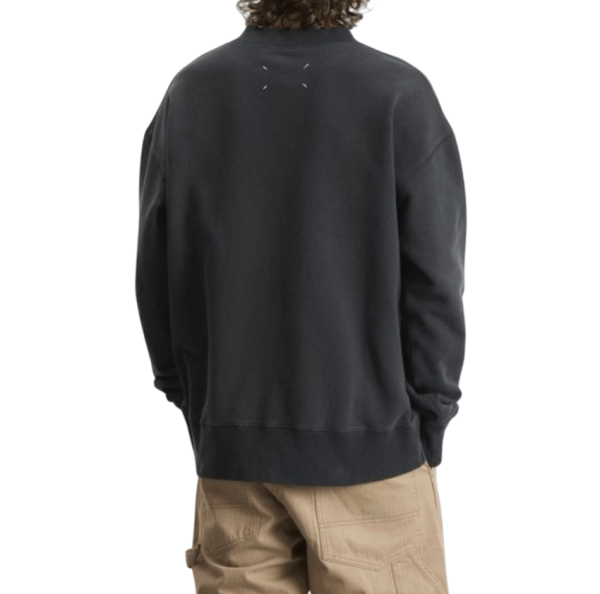 Maison Margiela Zip Neck Washed Sweatshirt in Black