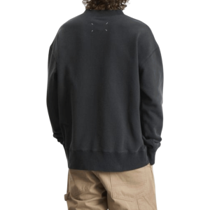 Maison Margiela Zip Neck Washed Sweatshirt in Black
