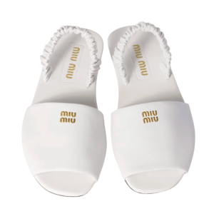 Miu Miu White Ruches Nappa Leather Sandals