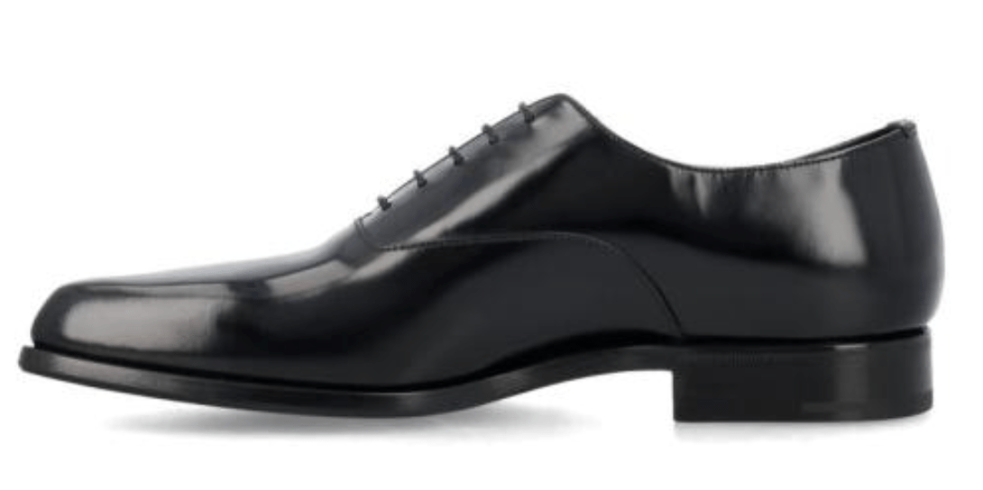 Prada Brushed Leather Oxford Shoes in Black