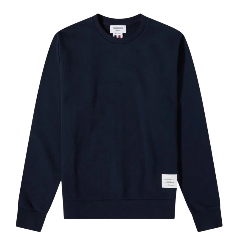 Thom Browne Loopback Center Back Stripe Crewneck Pullover Knit Navy