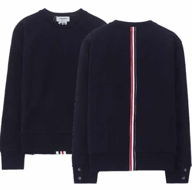 Thom Browne Loopback Center Back Stripe Crewneck Pullover Knit Navy