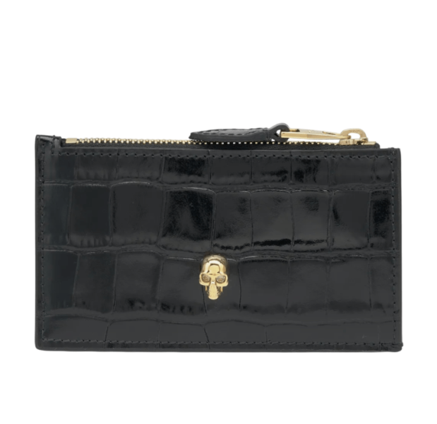 ALEXANDER McQUEEN Skull Zipper Card Holder - Black