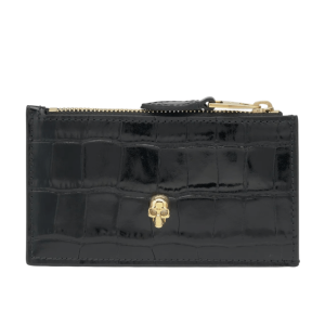 ALEXANDER McQUEEN Skull Zipper Card Holder - Black